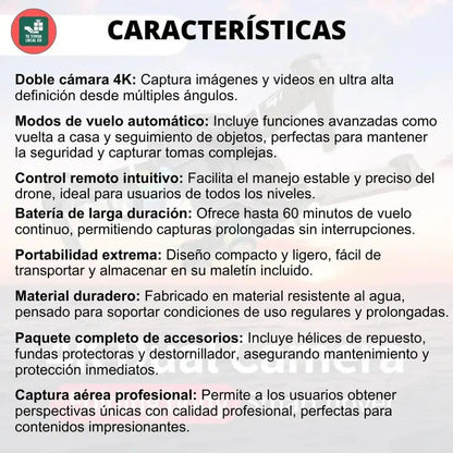 Dron PRO 4K WIFI + Control de Alta Definición - (ESTUCHE DE REGALO)